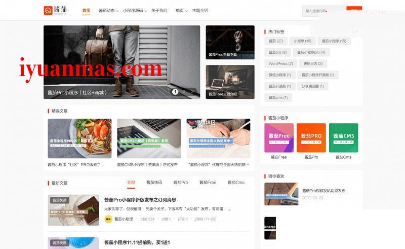 酱茄Free V1.0.0开源版自媒体主题模板 WordPress内核