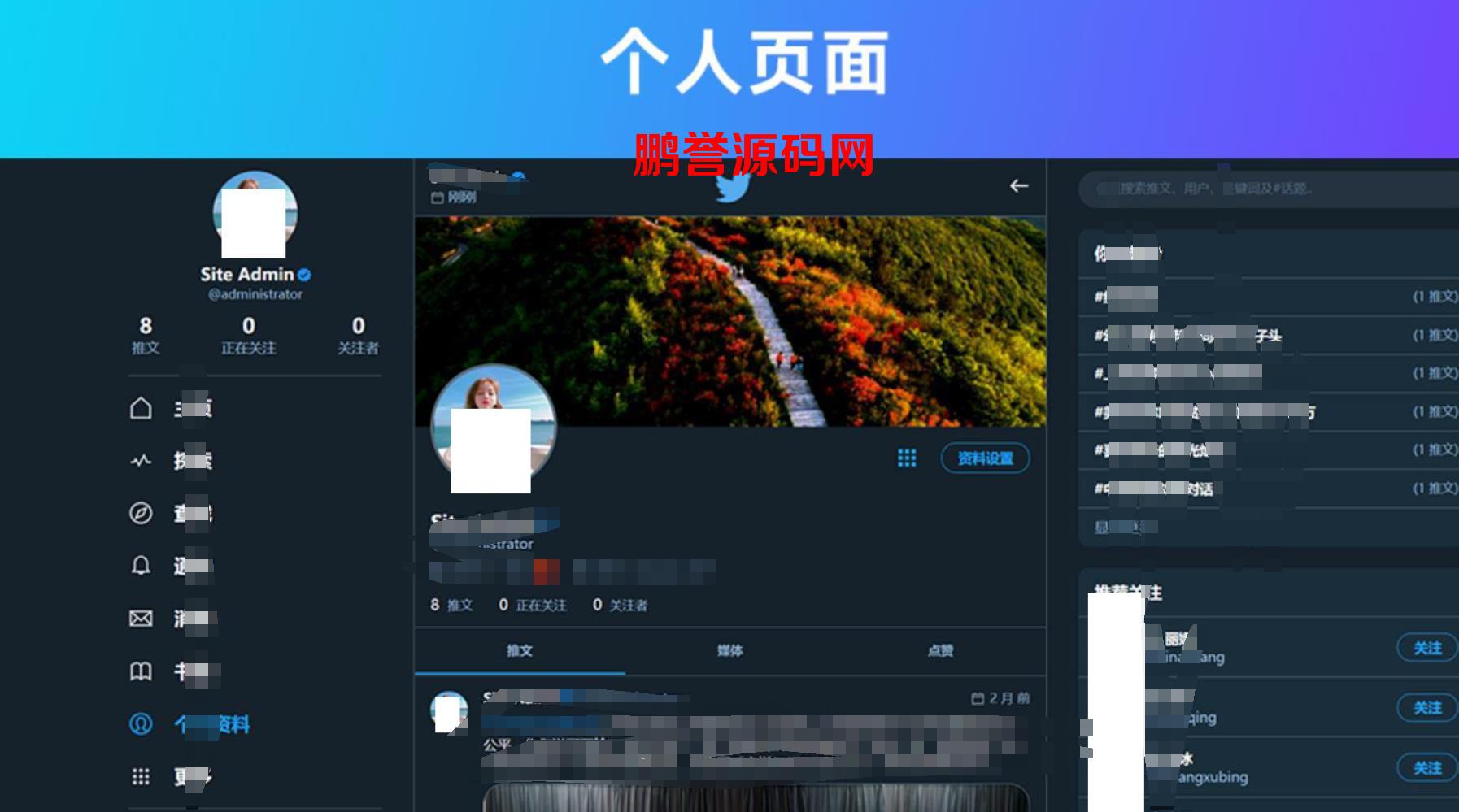 仿Twitter网络程序二开版本+带安装视频