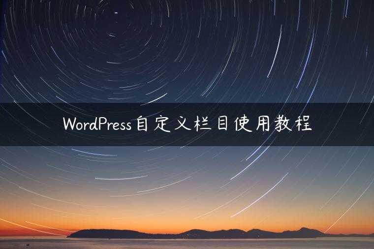 WordPress自定义栏目使用教程
                     第一张