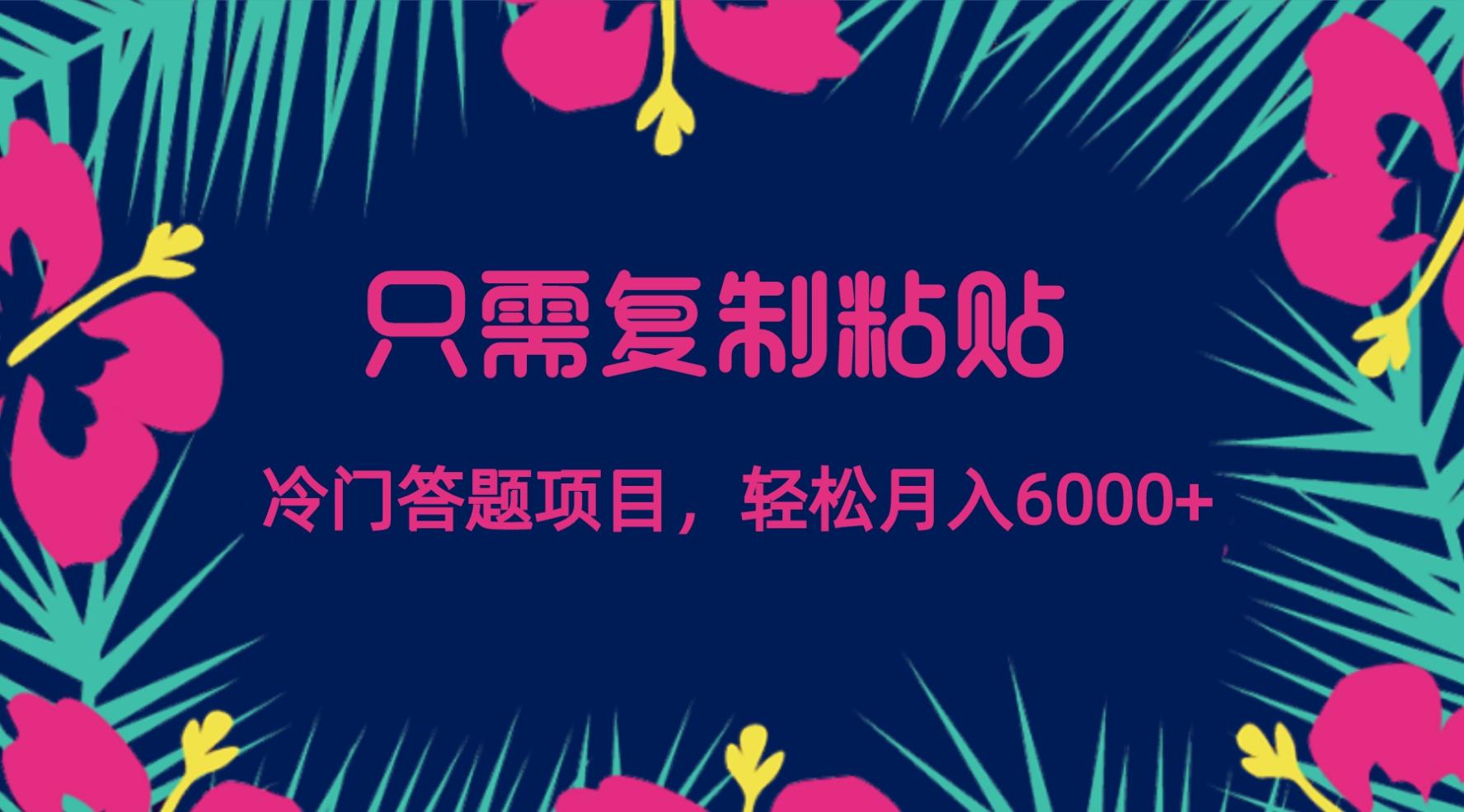 只需复制粘贴，冷门答题项目，轻松月入6000