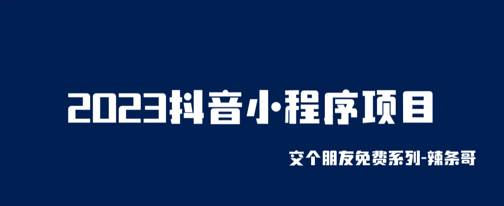 2023抖音小程序项目，交个朋友免费系列课程【辣条出品】