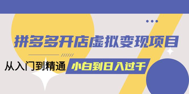 拼多多开店虚拟变现项目：入门到精通 从小白到日入1000（完整版）6月14更新 自学教程 第1张