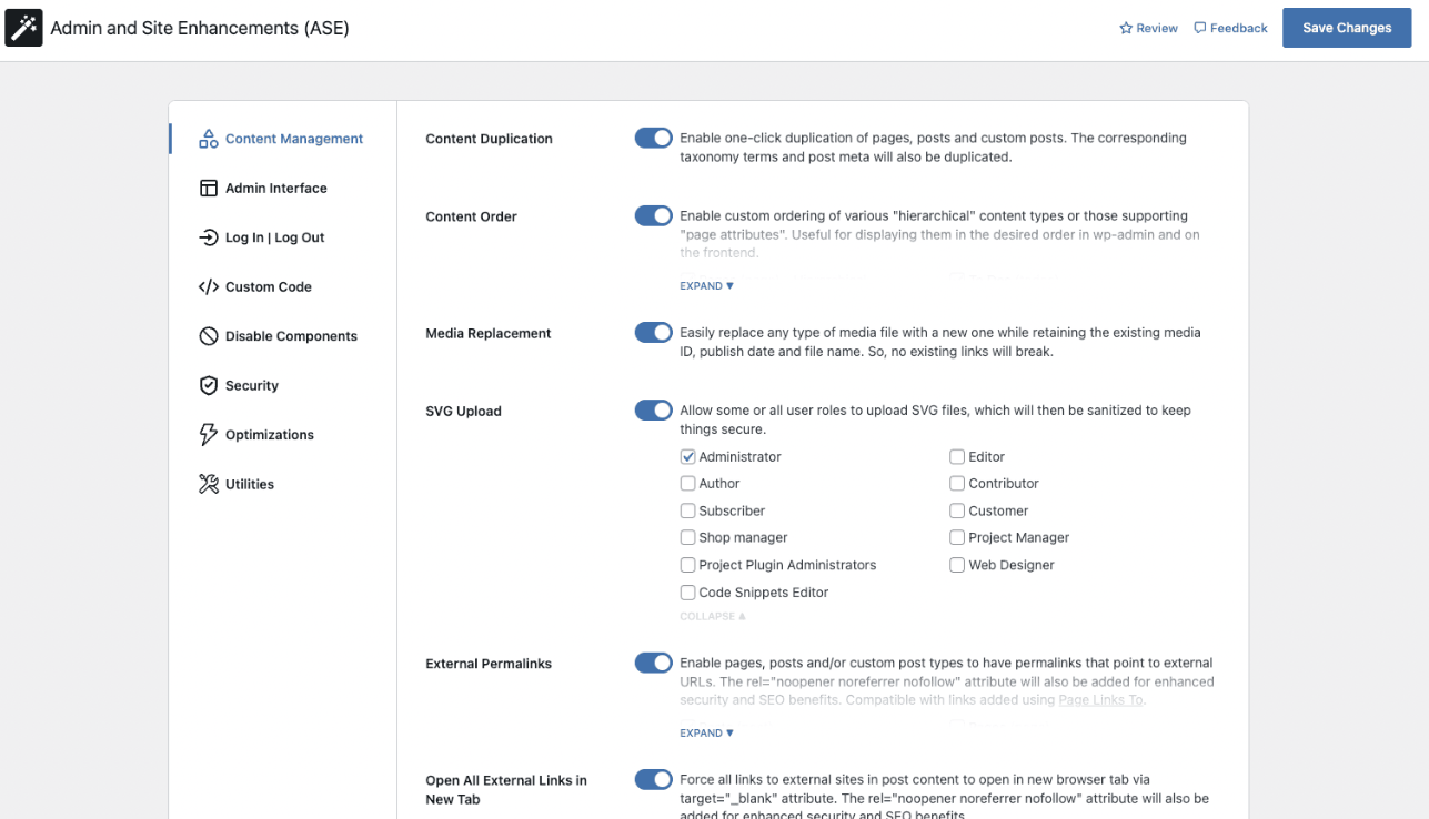 分享一款国外免费的wordpress优化插件：Admin and Site Enhancements (ASE) 随便写写 第1张