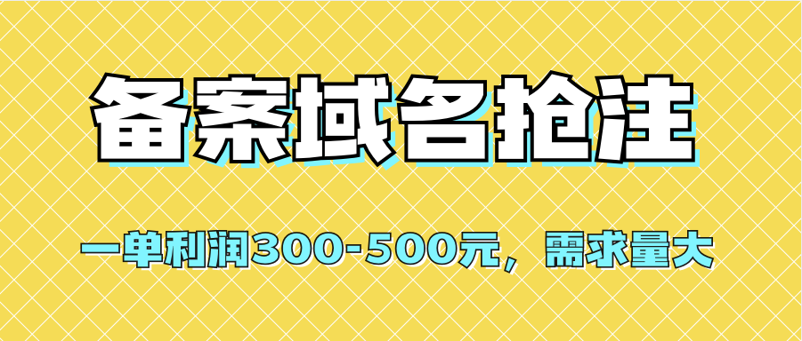 【全网首发】备案域名抢注，一单利润300-500元，需求量大 随便写写 第1张